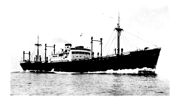 High-speed cargo boat of Kokusai Kisen K.K.   Photograph of the wonderful time of Komaki Maru in 1933.